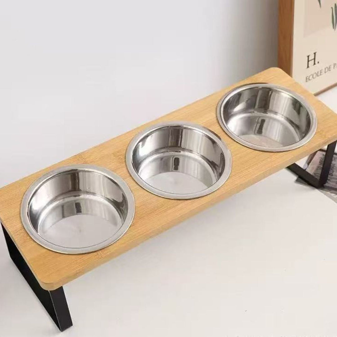 Raised Dog Food Bowl – Bamboo Stand with Removable Stainless Steel Bowls | Stornfield