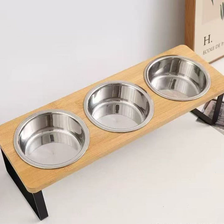 Raised Dog Food Bowl – Bamboo Stand with Removable Stainless Steel Bowls | Stornfield