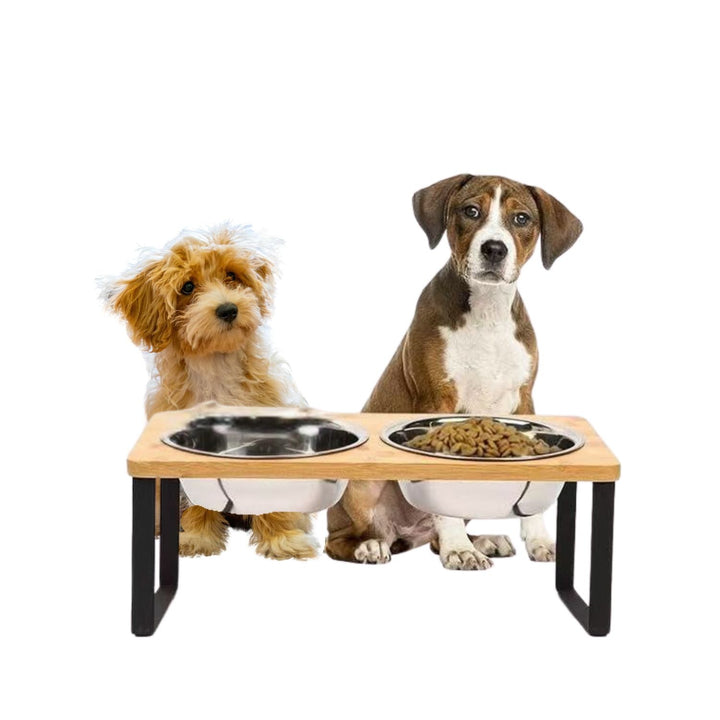 Raised Dog Food Bowl – Bamboo Stand with Removable Stainless Steel Bowls | Stornfield