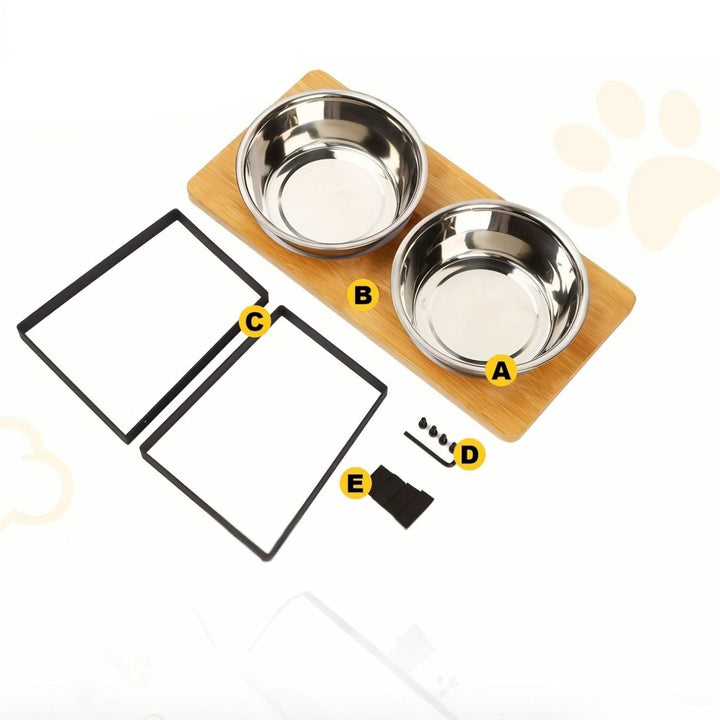 Raised Dog Food Bowl – Bamboo Stand with Removable Stainless Steel Bowls | Stornfield