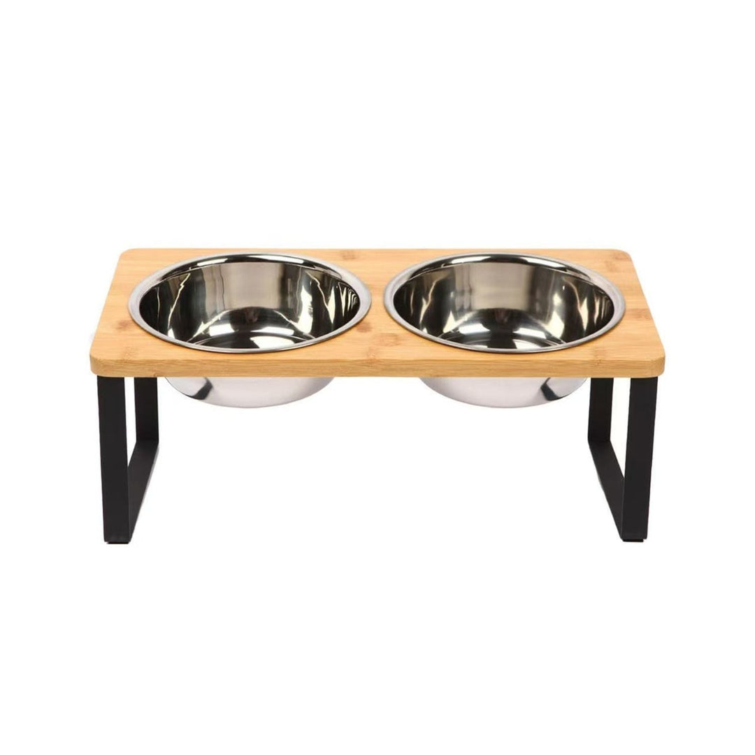 Raised Dog Food Bowl – Bamboo Stand with Removable Stainless Steel Bowls | Stornfield