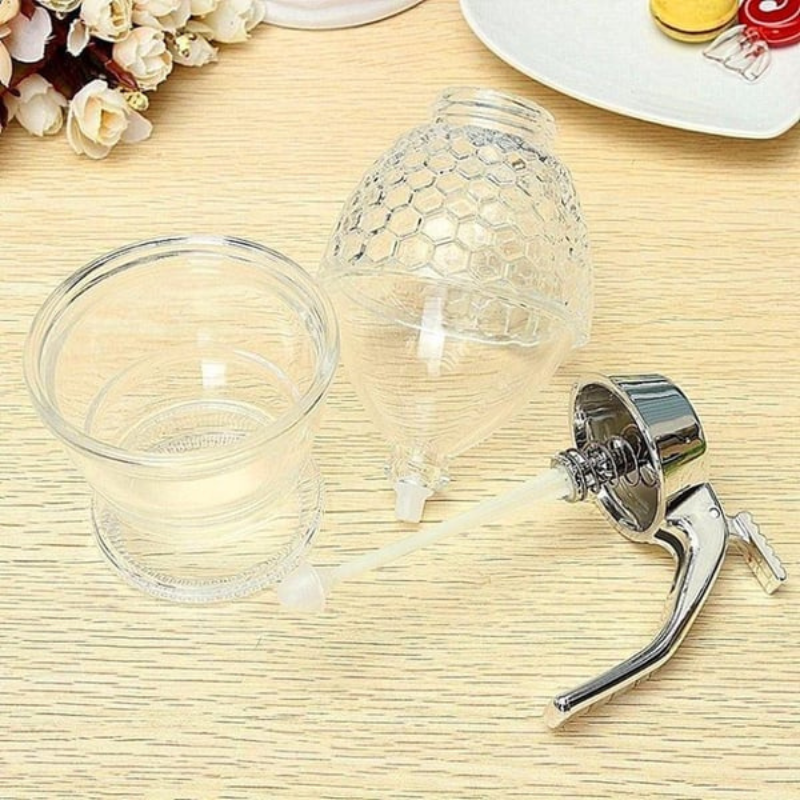 Drip-free honey dispenser with hive design – 200 ml plastic | Stornfield