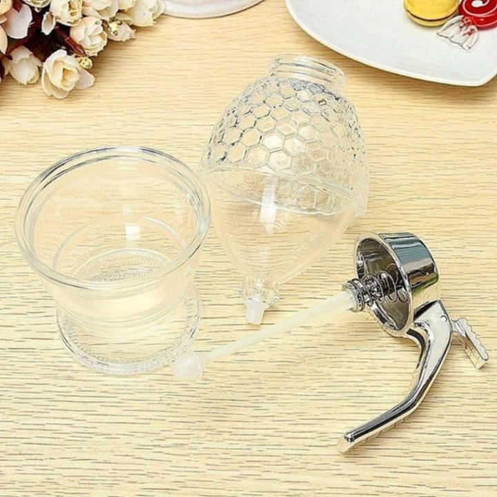 Drip-free honey dispenser with hive design – 200 ml plastic | Stornfield