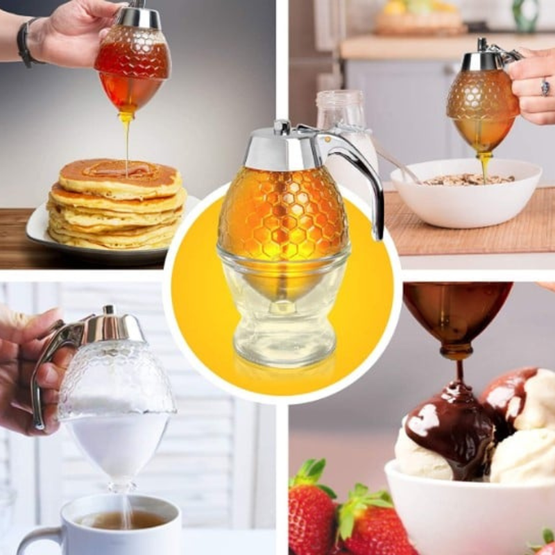 Drip-free honey dispenser with hive design – 200 ml plastic | Stornfield