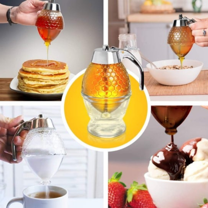 Drip-free honey dispenser with hive design – 200 ml plastic | Stornfield