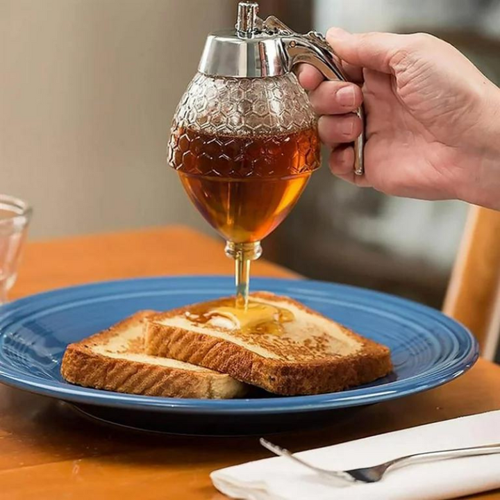 Drip-free honey dispenser with hive design – 200 ml plastic | Stornfield