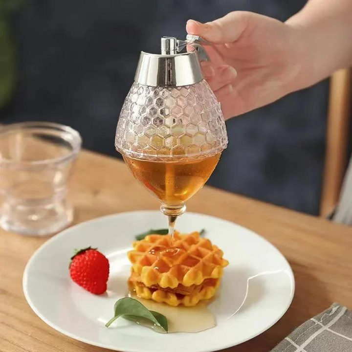 Drip-free honey dispenser with hive design – 200 ml plastic | Stornfield