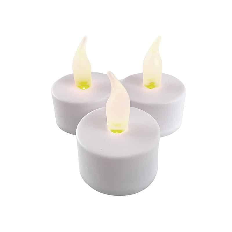 LED tealight 12 pcs. in white with flame (including batteries) | Stornfield