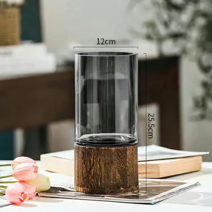 Hydroponic Wood & Glass Vase for Stylish Home Decor | Stornfield