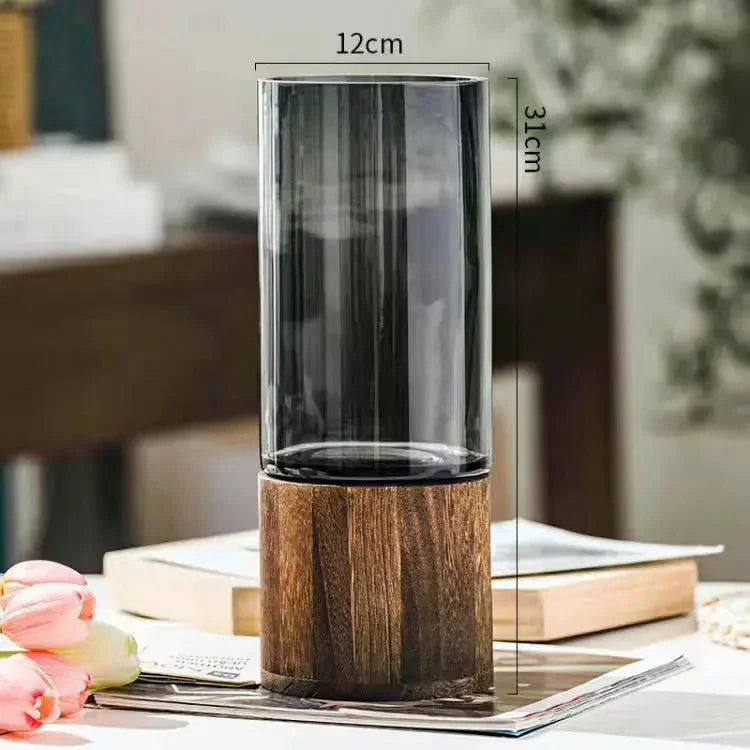 Hydroponic Wood & Glass Vase for Stylish Home Decor | Stornfield
