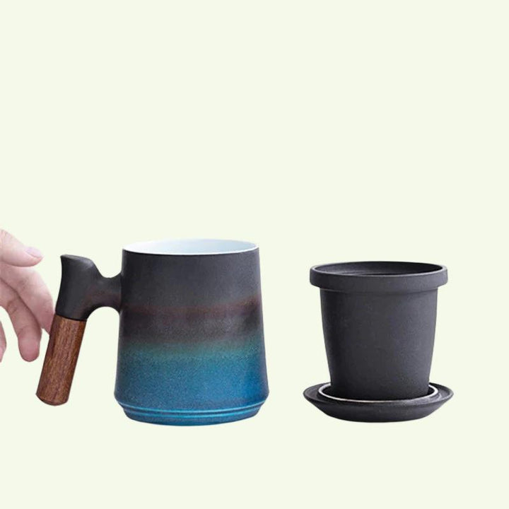 Stornfield | Japanese Ceramic Tea Cup Set with Tea Infuser and Lid, Handmade