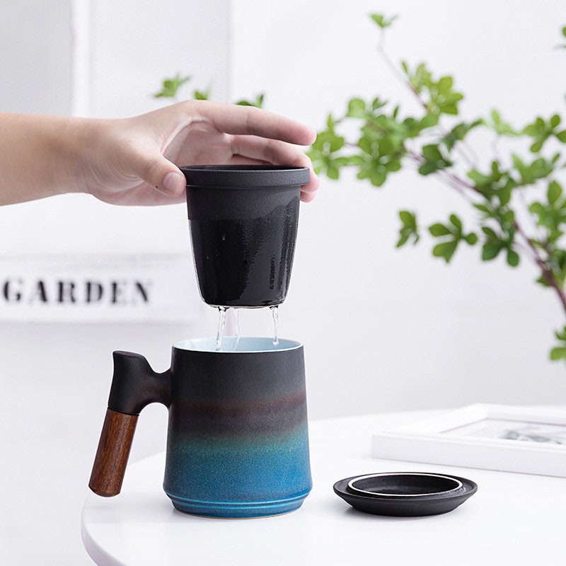 Stornfield | Japanese Ceramic Tea Cup Set with Tea Infuser and Lid, Handmade