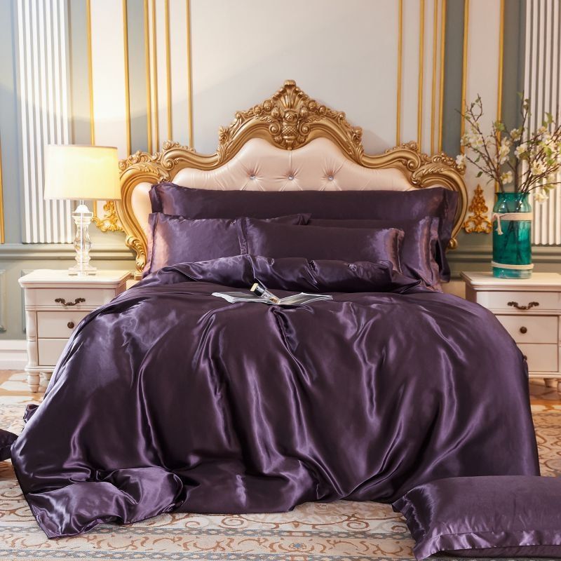 4-piece Luxury Silk/Satin Bedding Set - 2x Pillowcases and Stornfield Fitted Sheet