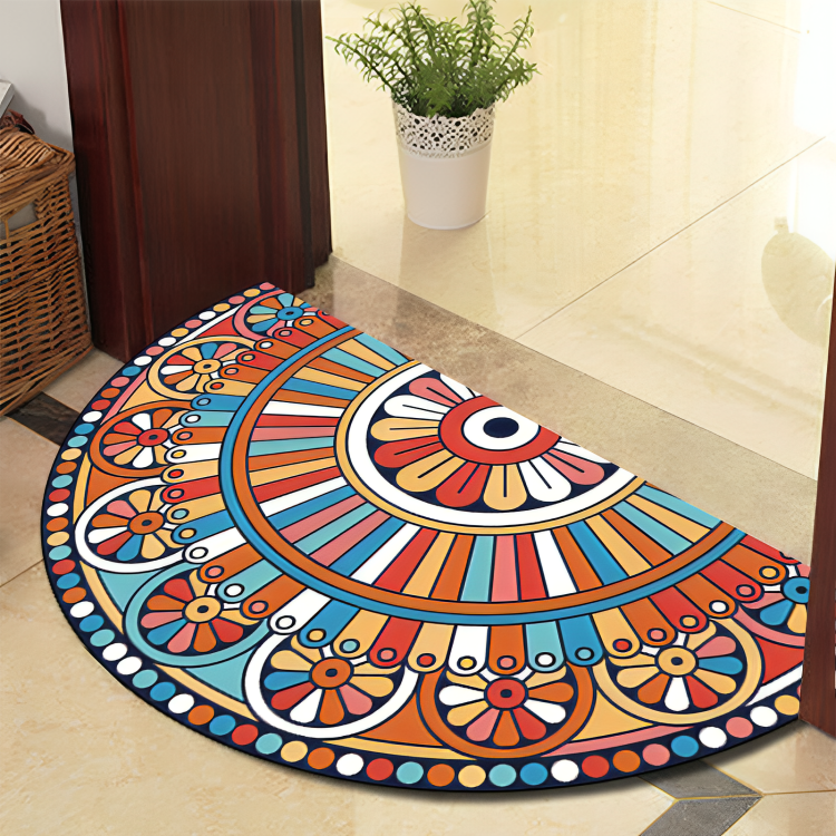 Stornfield | Round Mandala Rug - Thick Non-Slip, Machine Washable Rug, Perfect for Living Room, Hallway, and Outdoor Use – Polyester