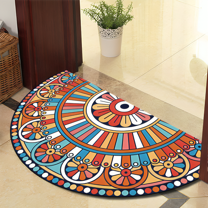 Stornfield | Round Mandala Rug - Thick Non-Slip, Machine Washable Rug, Perfect for Living Room, Hallway, and Outdoor Use – Polyester