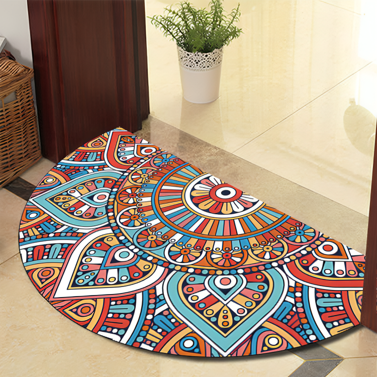 Stornfield | Round Mandala Rug - Thick Non-Slip, Machine Washable Rug, Perfect for Living Room, Hallway, and Outdoor Use – Polyester