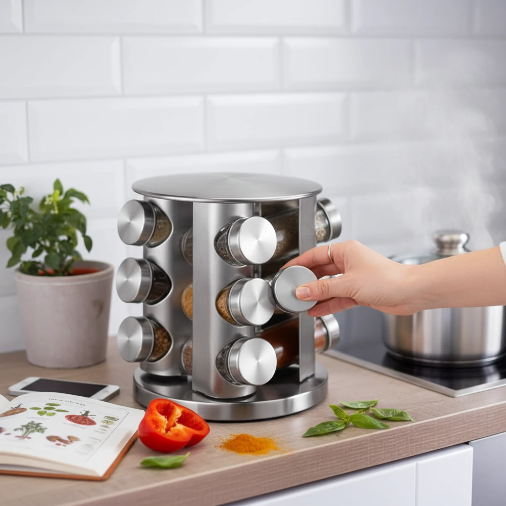 Rotating spice rack with 12 jars | Stornfield