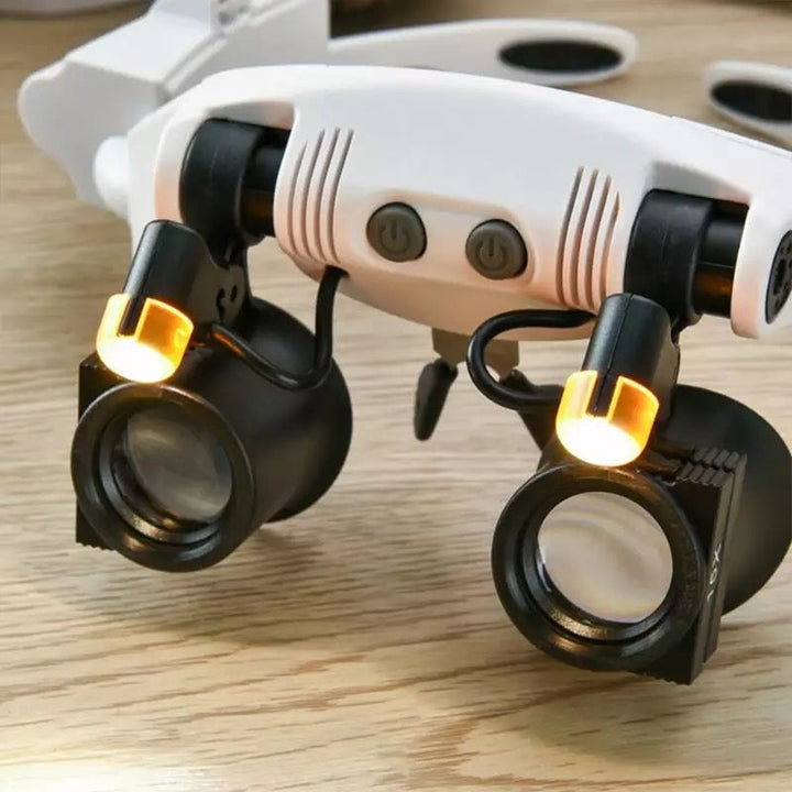 Stornfield | Jeweler's Headband Magnifier 8 Lenses LED Glasses