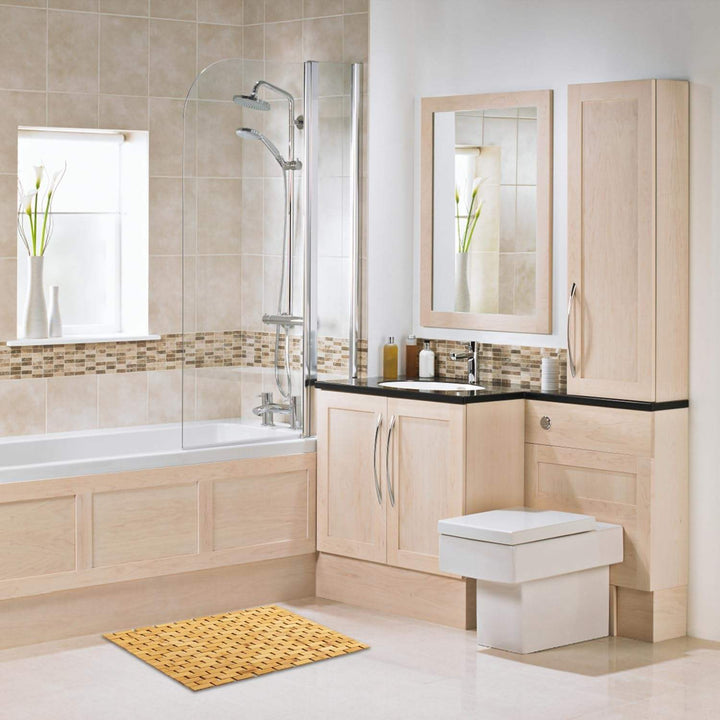 Stornfield | Non-Slip Bamboo Bath Mat, Water-Resistant Bathroom Runner Rug, Natural Wood Shower Mat, Non-Slip Fabric