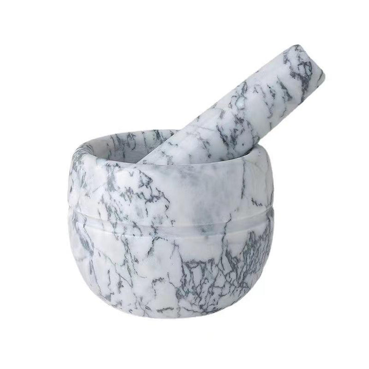 Stornfield | Mortier et pilon en marbre ;  
Taille : 13*13*9cm ;  
Pilon : R5*15cm ;