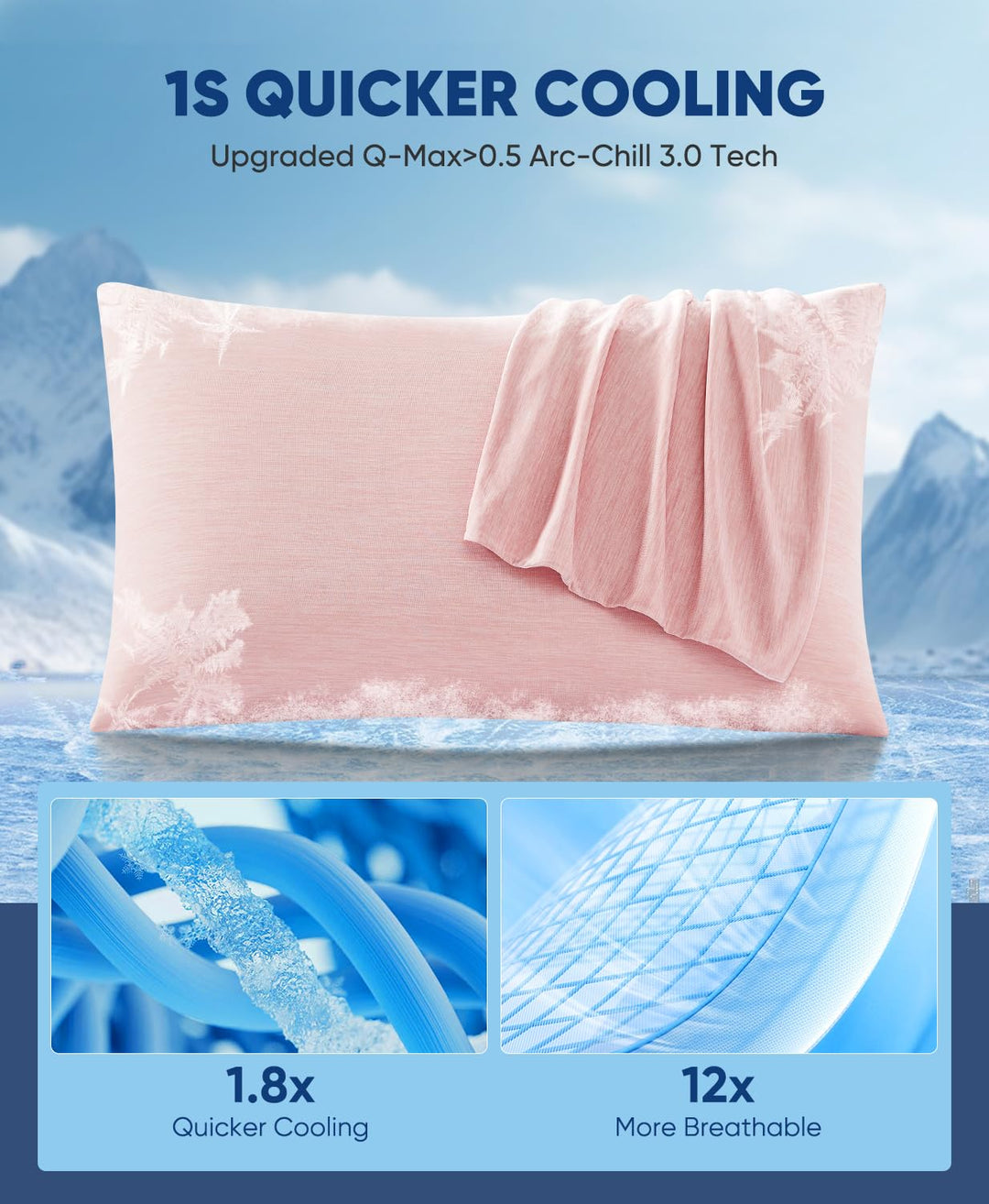 Revolutionary Light Pink Cooling Pillowcases Set of 2 –  Pro Q-Max 0.4 | Stornfield