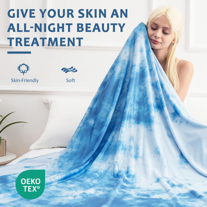 Tie Dye Cooling Blanket – Q-Max 0.5+ Double-Layer Dual-Sided Cool Touch Blanket for Comfortable Summer Nights – Blue | Stornfield