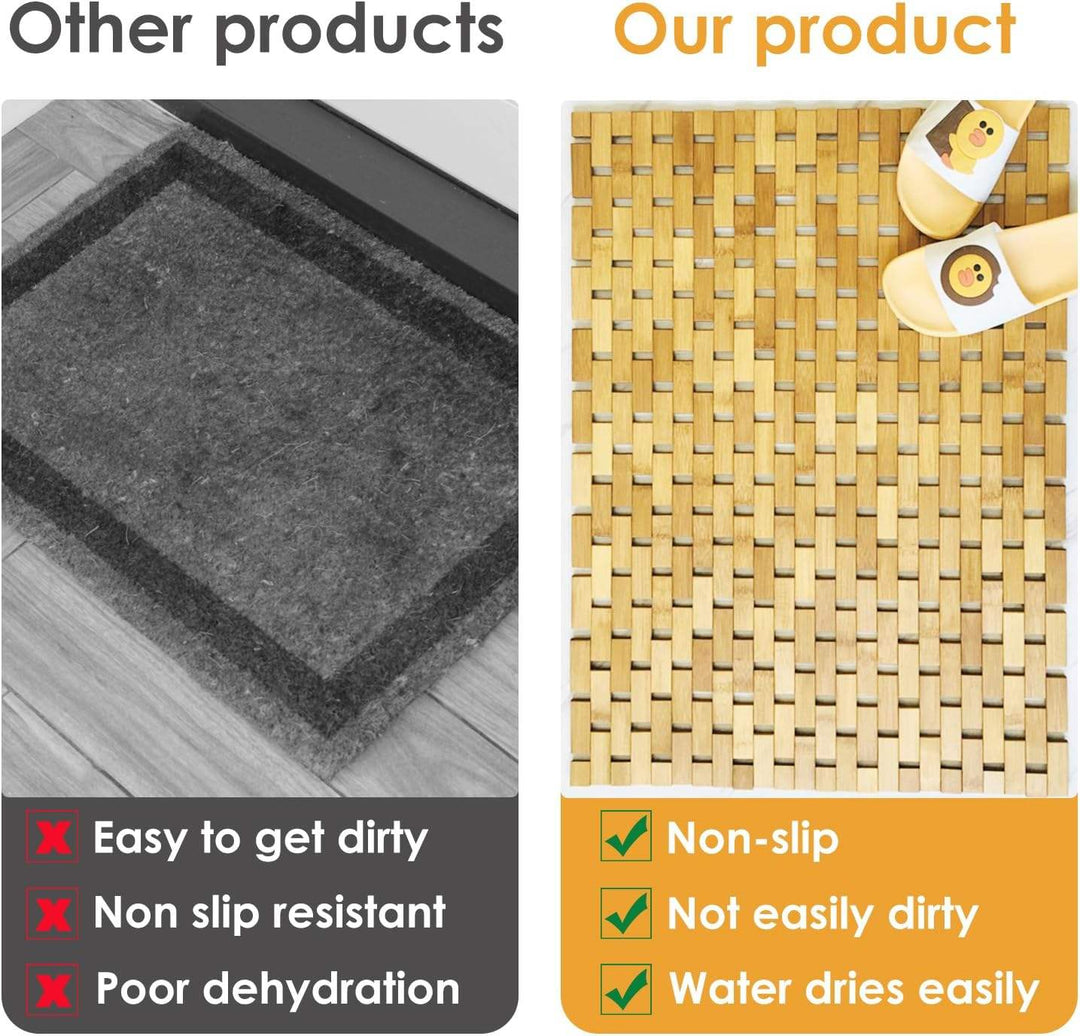 Stornfield | Non-Slip Bamboo Bath Mat, Water-Resistant Bathroom Runner Rug, Natural Wood Shower Mat, Non-Slip Fabric