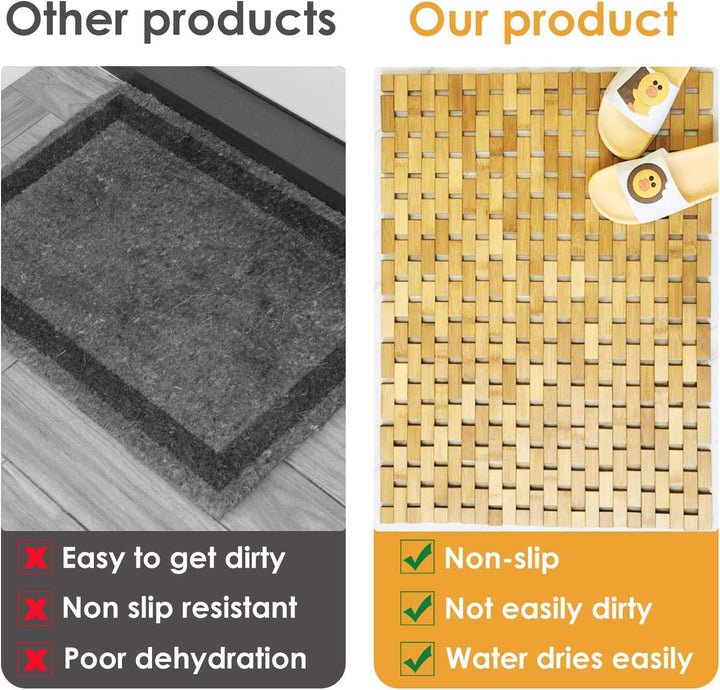 Stornfield | Non-Slip Bamboo Bath Mat, Water-Resistant Bathroom Runner Rug, Natural Wood Shower Mat, Non-Slip Fabric