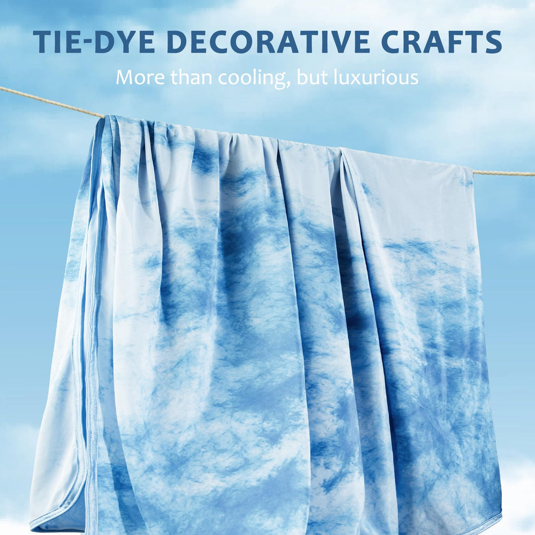 Tie Dye Cooling Blanket – Q-Max 0.5+ Double-Layer Dual-Sided Cool Touch Blanket for Comfortable Summer Nights – Blue | Stornfield
