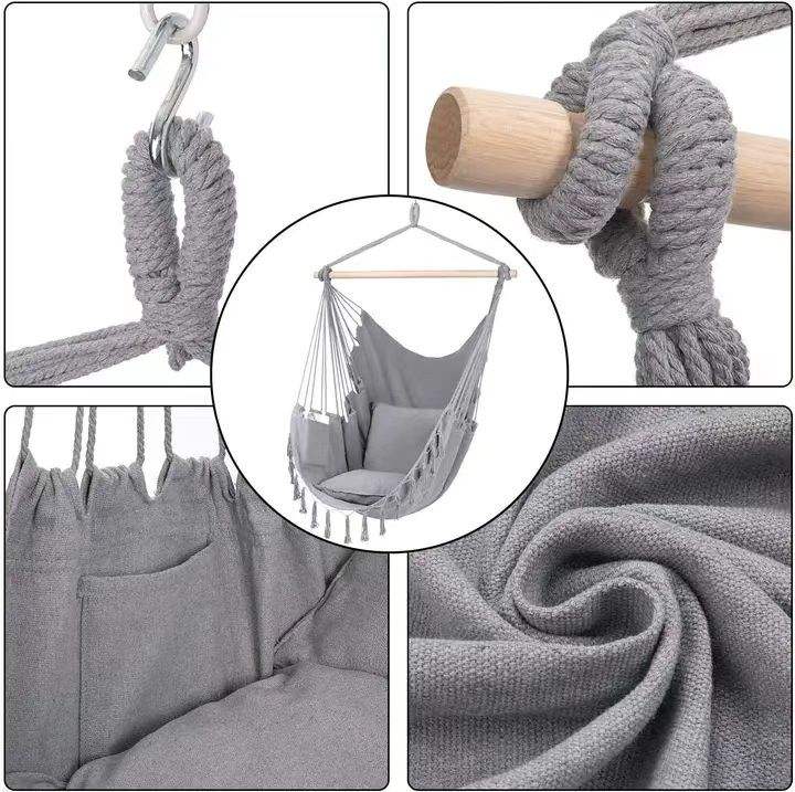 Stornfield | Comfortable Hanging Chair with Soft Cushions - Indoor/Outdoor Hanging Swing for Relaxation and Leisure - Durable Cotton Fabric, Including Hanging Hardware