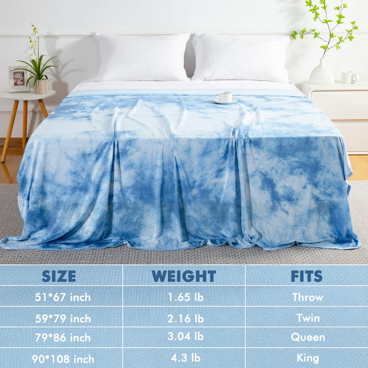 Tie Dye Cooling Blanket – Q-Max 0.5+ Double-Layer Dual-Sided Cool Touch Blanket for Comfortable Summer Nights – Blue | Stornfield