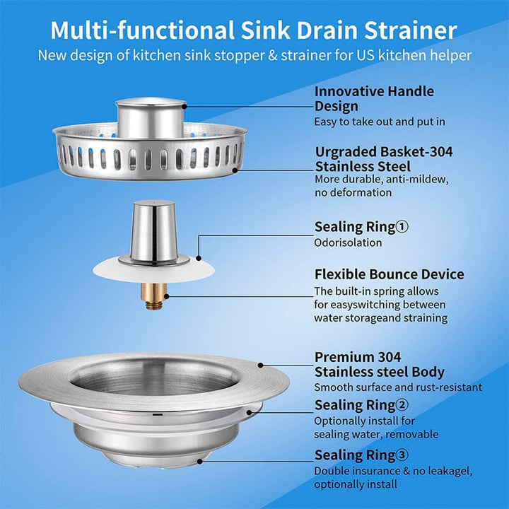 Drain filter stainless steel with pop-up mechanism | Stornfield