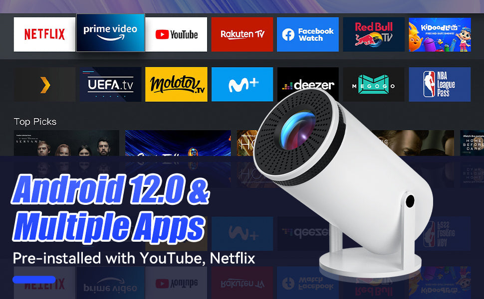 VisionCast 130X – Portable Mini Projector with Android 12 and 130 Inch Projection | Stornfield