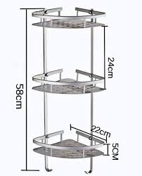 3 Tier Aluminum Bathroom Corner Shelf – Silver Stornfield