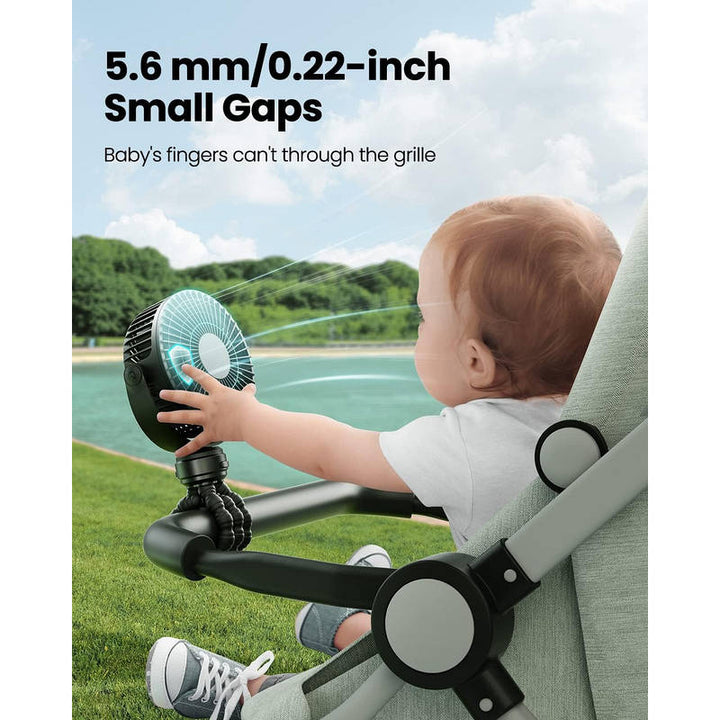Portable Stroller Fan USB C Rechargeable, 5 Speed Quiet Baby Clip Fan with LED Display 10H Battery for Car Seat Crib Travel | Stornfield