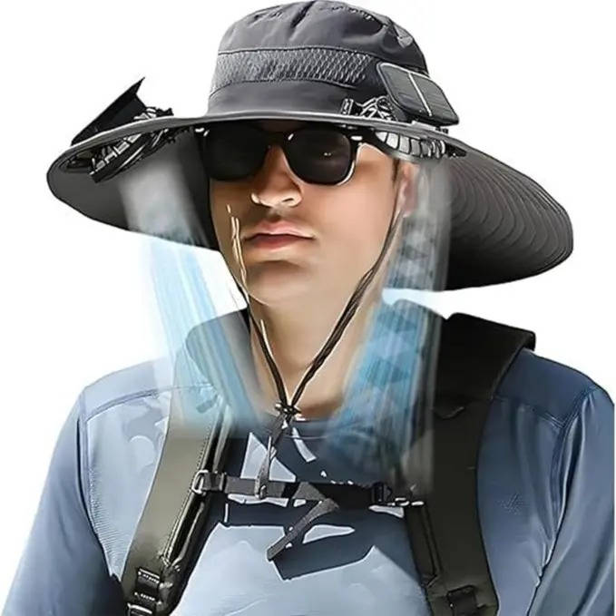 Outdoor Wide Brim Sun Hat with 2 Solar Fans, UV Protection for Men & Women, Cooling Hat for Camping & Hiking | Stornfield