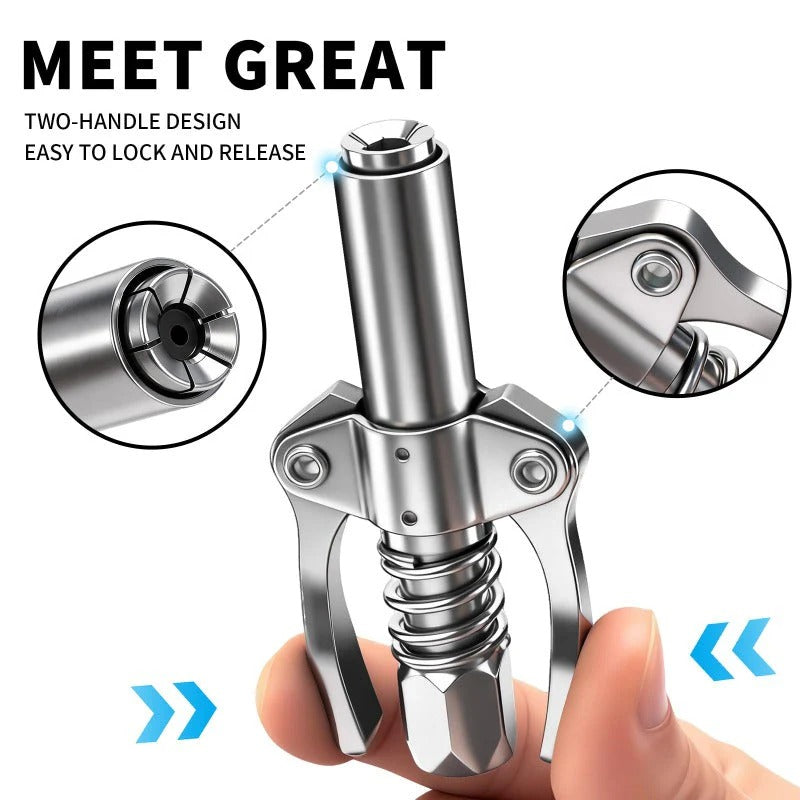 IronGrip Grease Nipple Coupler with Two-Handle Locking | Stornfield