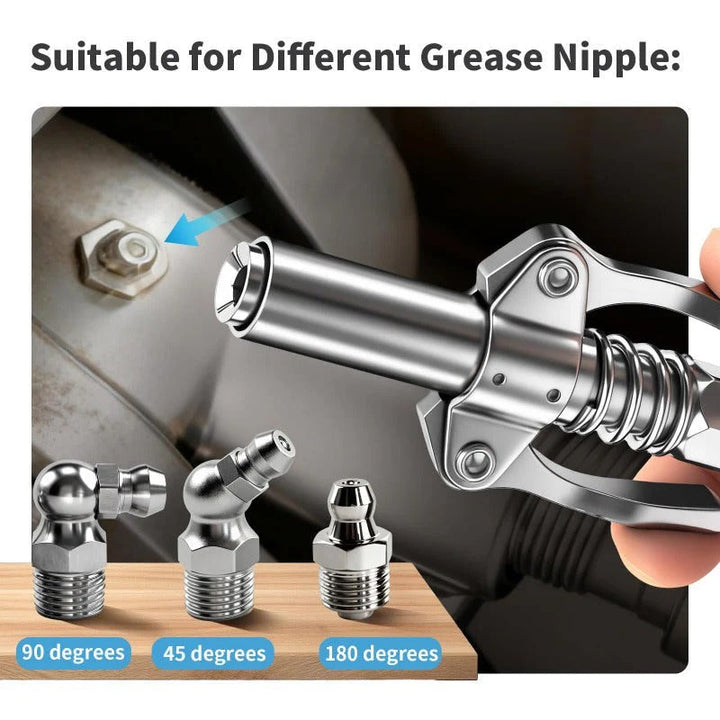 IronGrip Grease Nipple Coupler with Two-Handle Locking | Stornfield