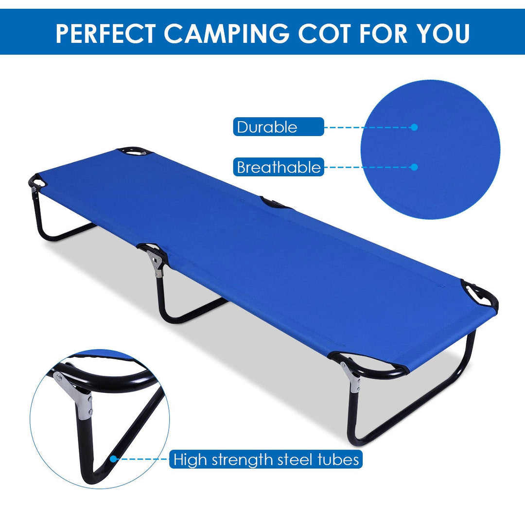 Outdoor Portable Blue Folding Camping Bed | Stornfield