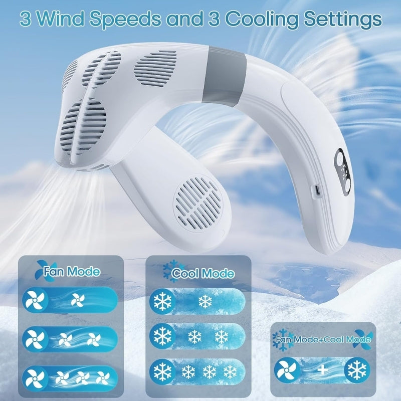 Dual-Cooling Neck Fan with 5200mAh Battery & Cooling Plate | Stornfield