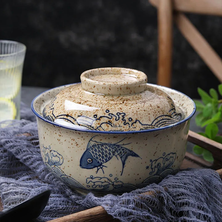 Japanese Style Ramen Bowl With Lid Ceramic Noodle Bowl Tableware | Stornfield