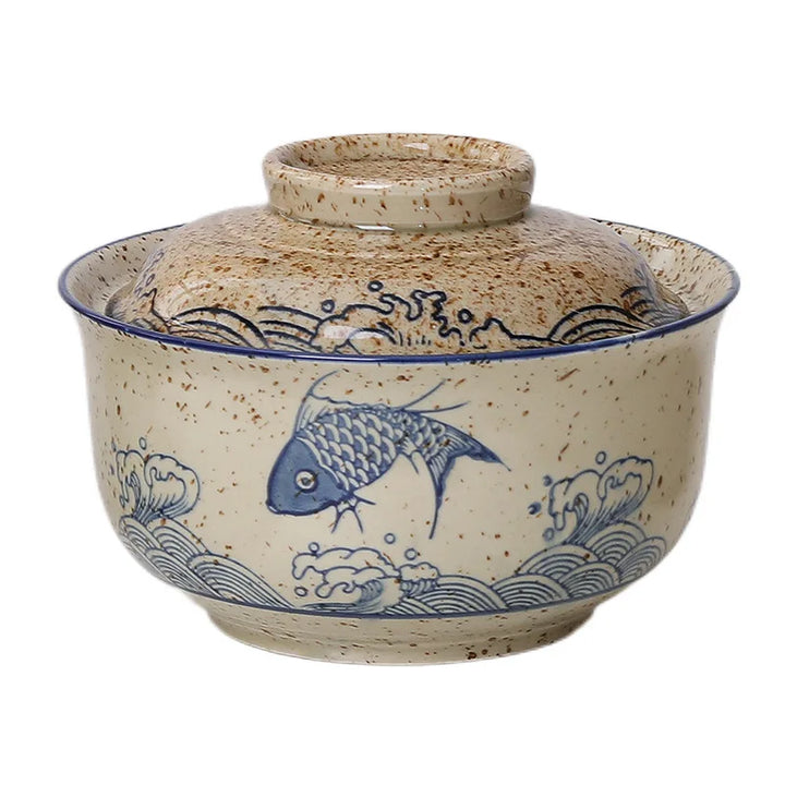 Japanese Style Ramen Bowl With Lid Ceramic Noodle Bowl Tableware | Stornfield