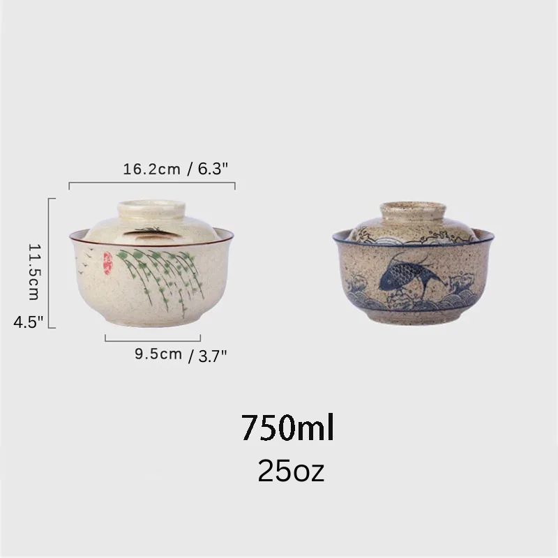 Japanese Style Ramen Bowl With Lid Ceramic Noodle Bowl Tableware | Stornfield