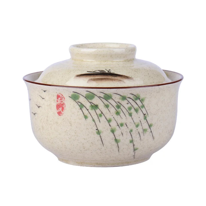 Japanese Style Ramen Bowl With Lid Ceramic Noodle Bowl Tableware | Stornfield