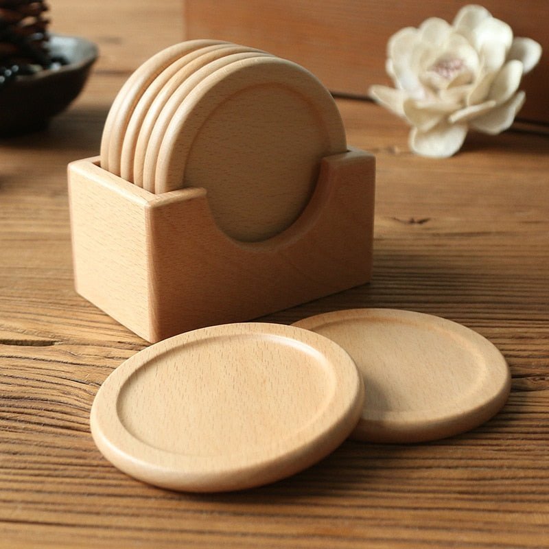 Japanese Style Six Piece Wooden Coaster Set - Eco-Friendly | Stornfield