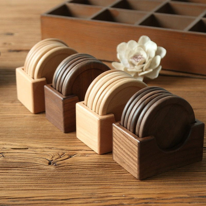 Japanese Style Six Piece Wooden Coaster Set - Eco-Friendly | Stornfield