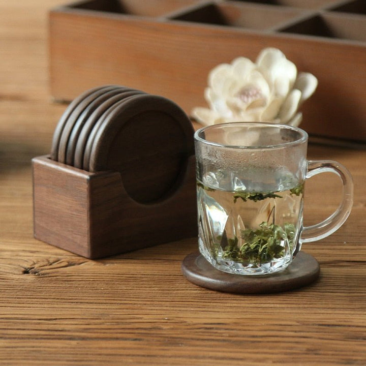 Japanese Style Six Piece Wooden Coaster Set - Eco-Friendly | Stornfield