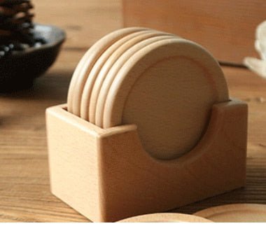 Japanese Style Six Piece Wooden Coaster Set - Eco-Friendly | Stornfield