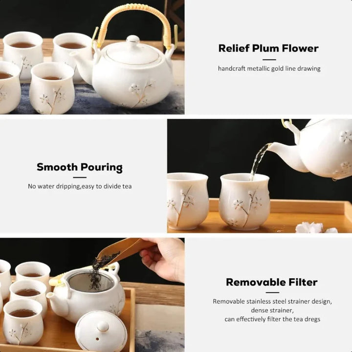 Japanese Tea Pot White Porcelain Chinese Teapot with Stainless Infuser | Stornfield