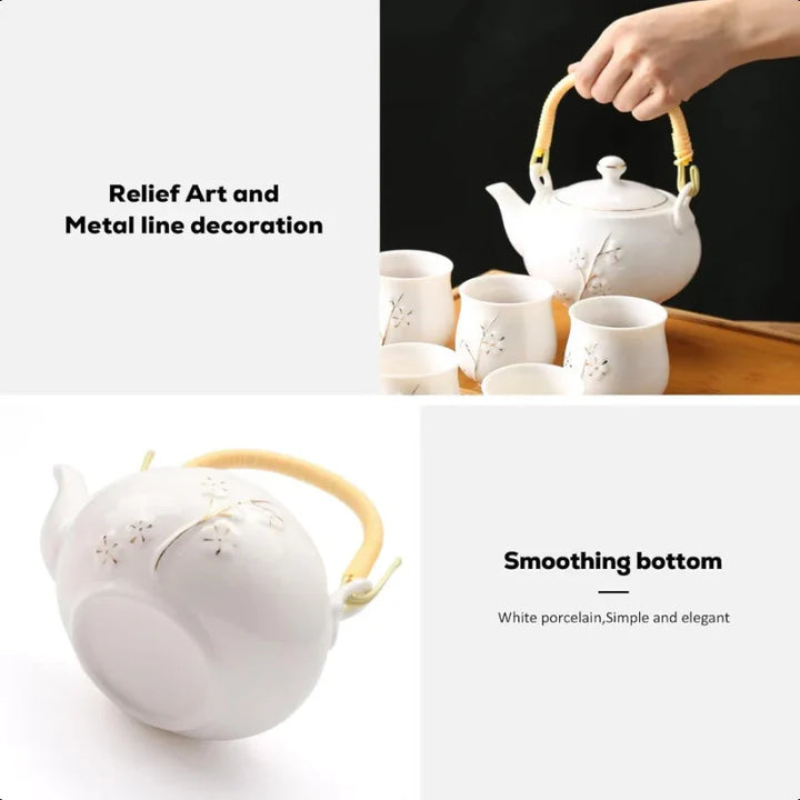 Japanese Tea Pot White Porcelain Chinese Teapot with Stainless Infuser | Stornfield